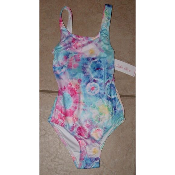 NEW NWT Girls Sz 2 Years Multicolored Tie Dye 1 Pc Lined Swimsuit STELLA COVE - Picture 1 of 2